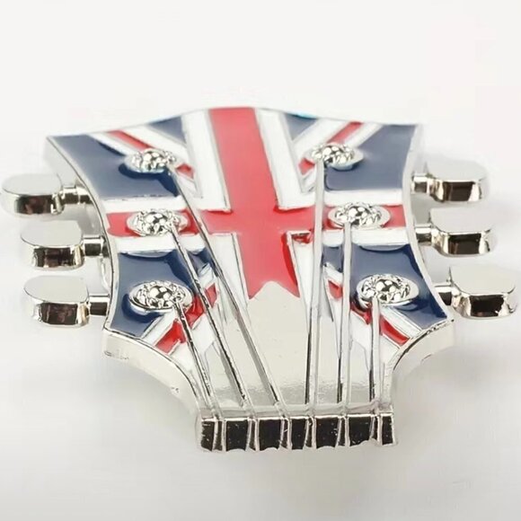 Union Jack British Guitar Rocker Belt Buckle - Picture 5 of 16